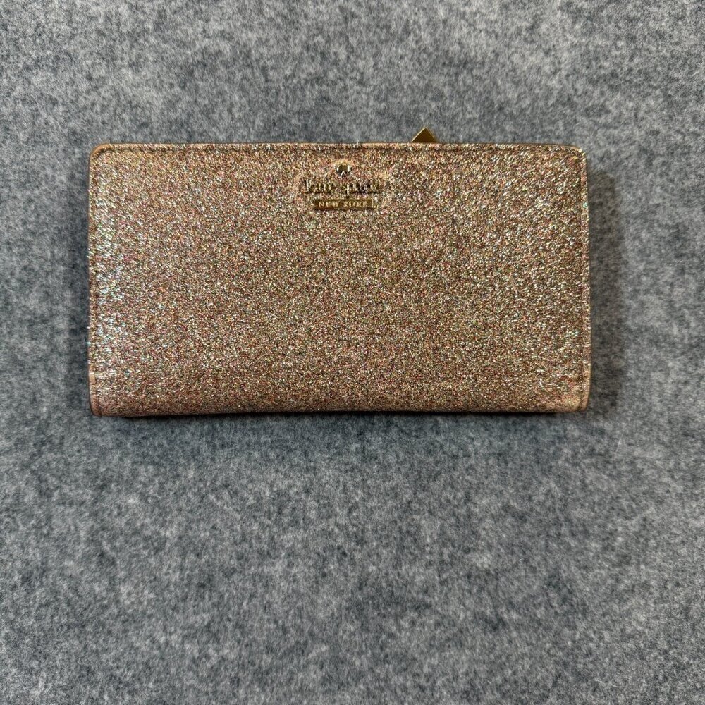 Kate Spade Women's Handbag Multicolor Glitter Card Pockets Zipper Bifold Wallet
